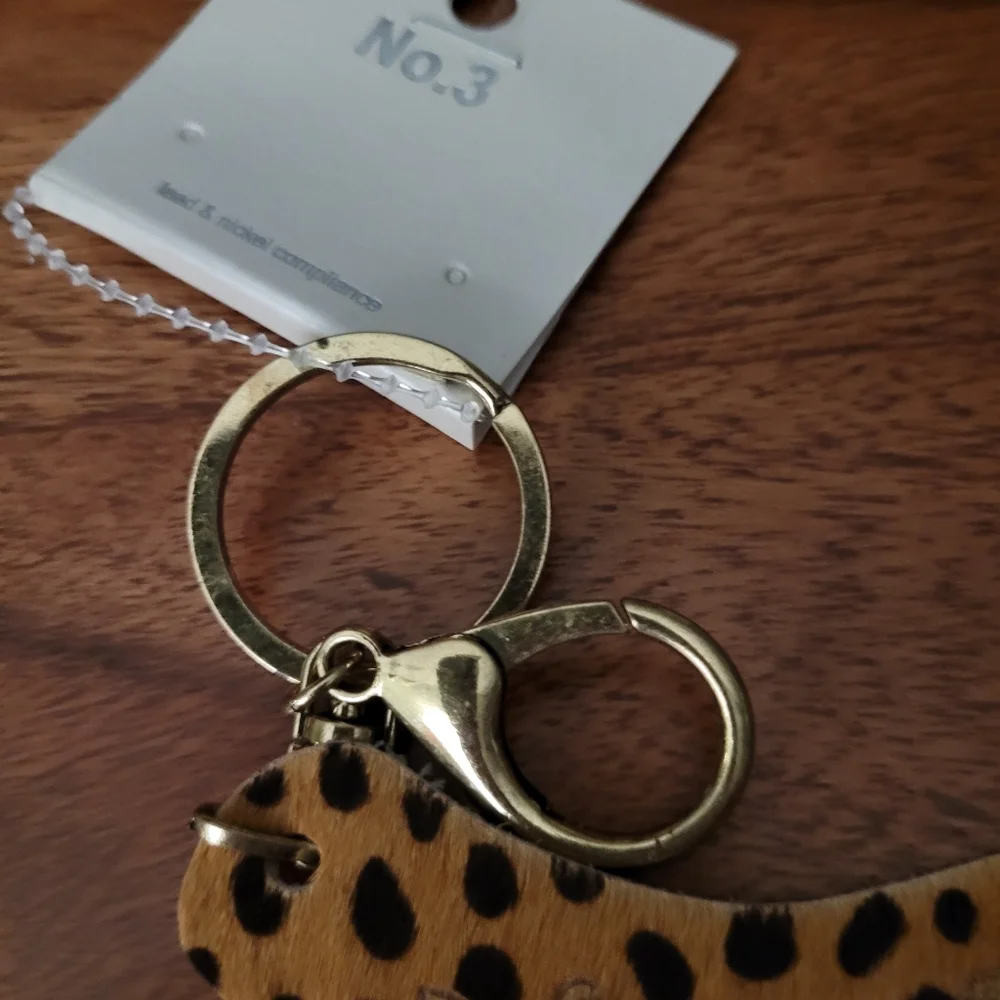 Cow Ear Tag Keychain or Purse Charm Leopard Print